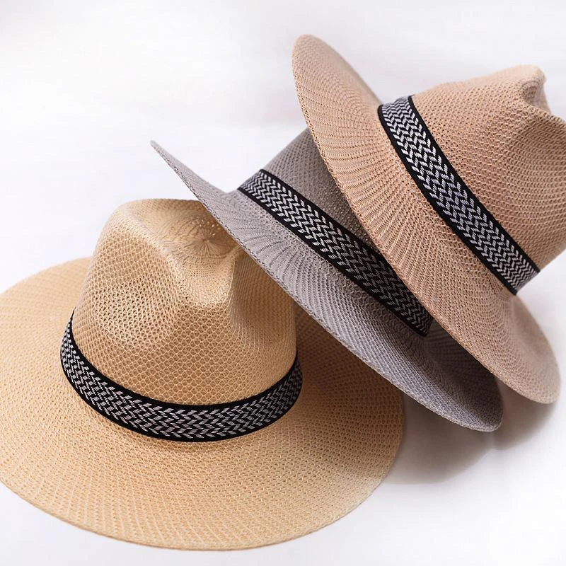 

Men Cuban Cap Short Brim Fedora Panama Women Sun Hat Casual Jazz Summer Straw Unisex Sun Protection Solid Color Decorative Hats
