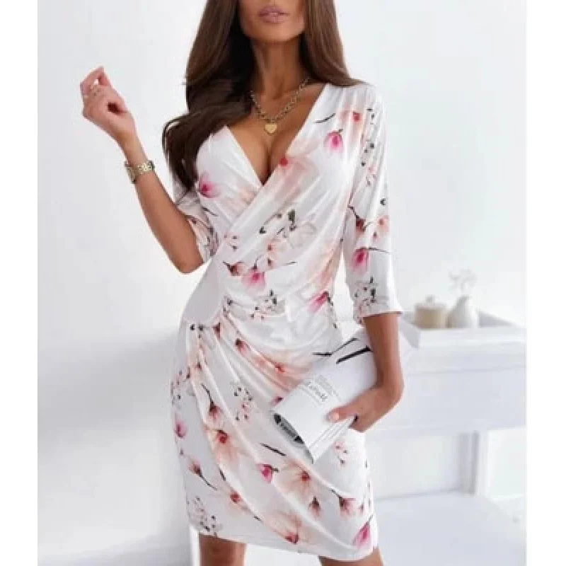

2021European and American AliExpresseBaySummer New Printed Slim Slimming Dress Women's Clothing Hot Sale