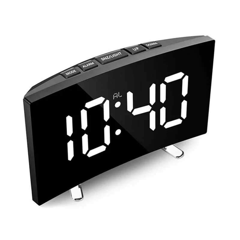 

7 Inch LED Digital Clock Electronic Number Desktop Alarm Clocks For Kids Bedroom LED Screen Curved Dimmable Mirror Dropship 20