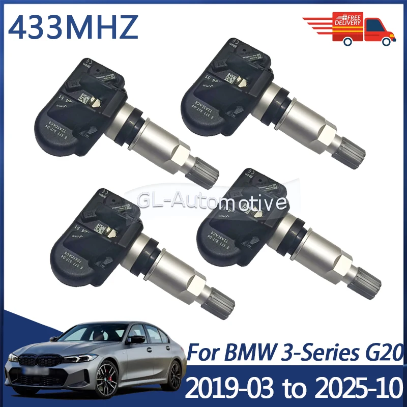 

Датчик TPMS 1/4 шт. для BMW 3-Series G20 2019-2025, датчик контроля давления в шинах 6877937 6877936 433 МГц