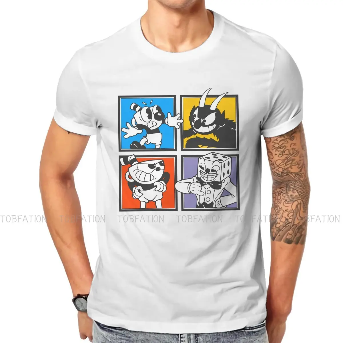 

Characters Men TShirt Cuphead Mugman Game O Neck Short Sleeve 100% Cotton T Shirt Funny Top Quality Birthday Gifts