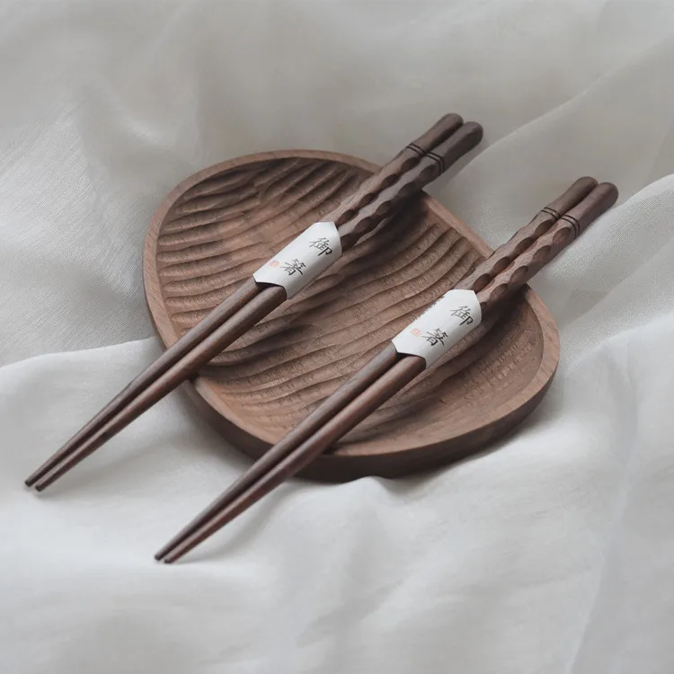 

New Eco-friendly Household Tableware Black Walnut Wood Sanitary and Reusable Chopsticks Non-slip Dumpling Sushi Kitchen Supplies