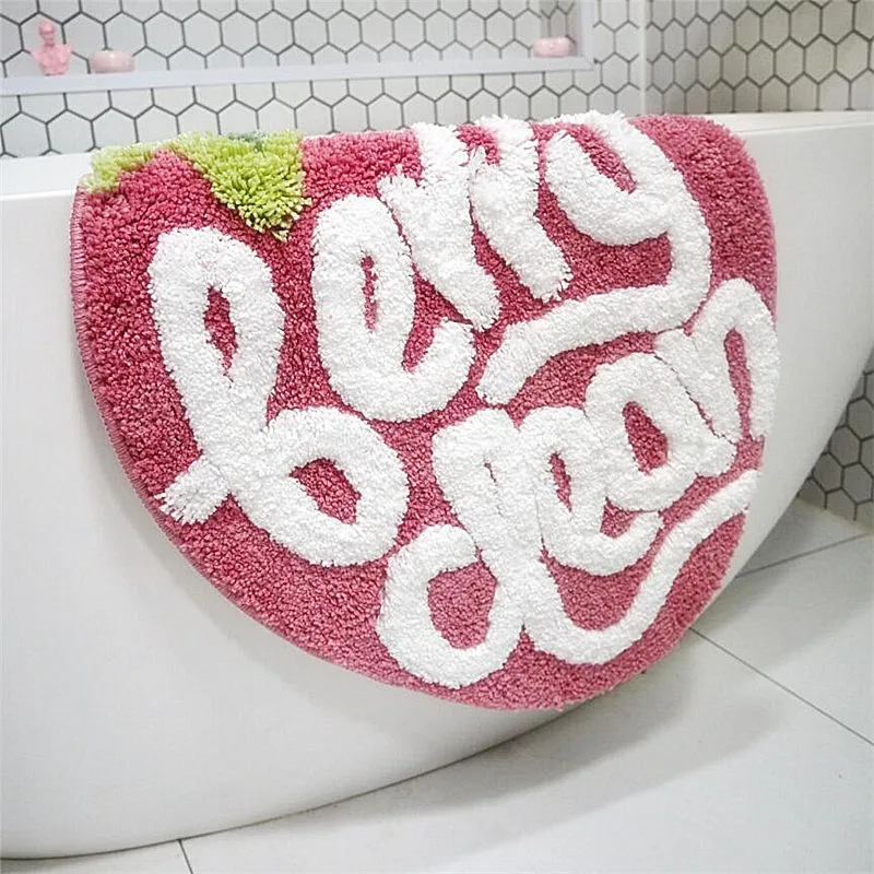 flocking fruit strawberry shape home entrance mat bedroom bathroom door non slip foot pad free global shipping