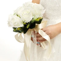 bridal bridesmaid wedding bouquet white silk flower rose artificial flower bridal bouquet wedding accessories photo props