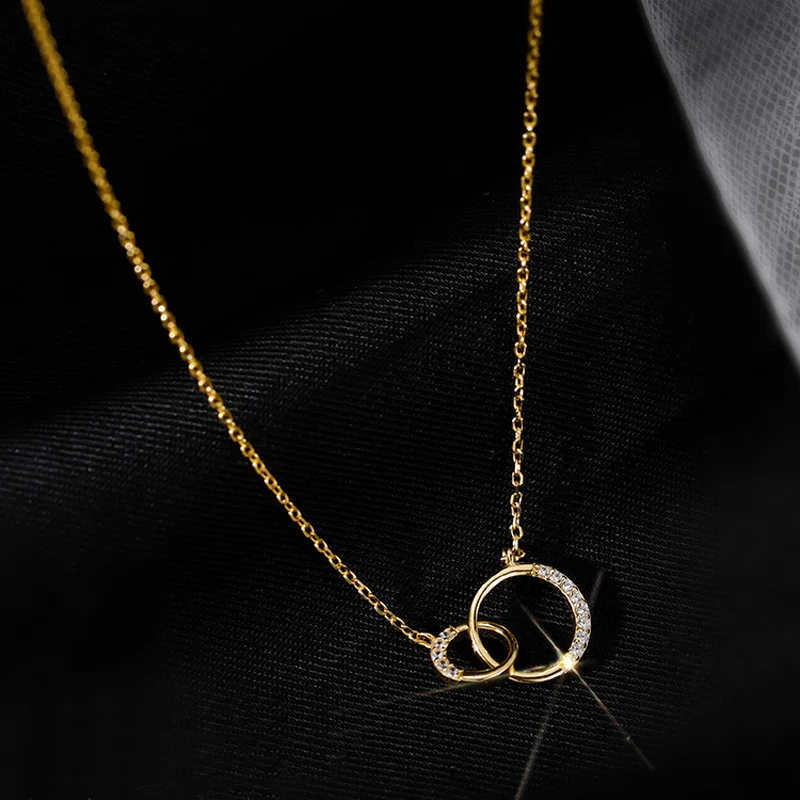 

New Silver Round Zirconia Necklace Charm Quality Geometric Shape Pendant Choker Women's Fine Jewelry Free Shipping