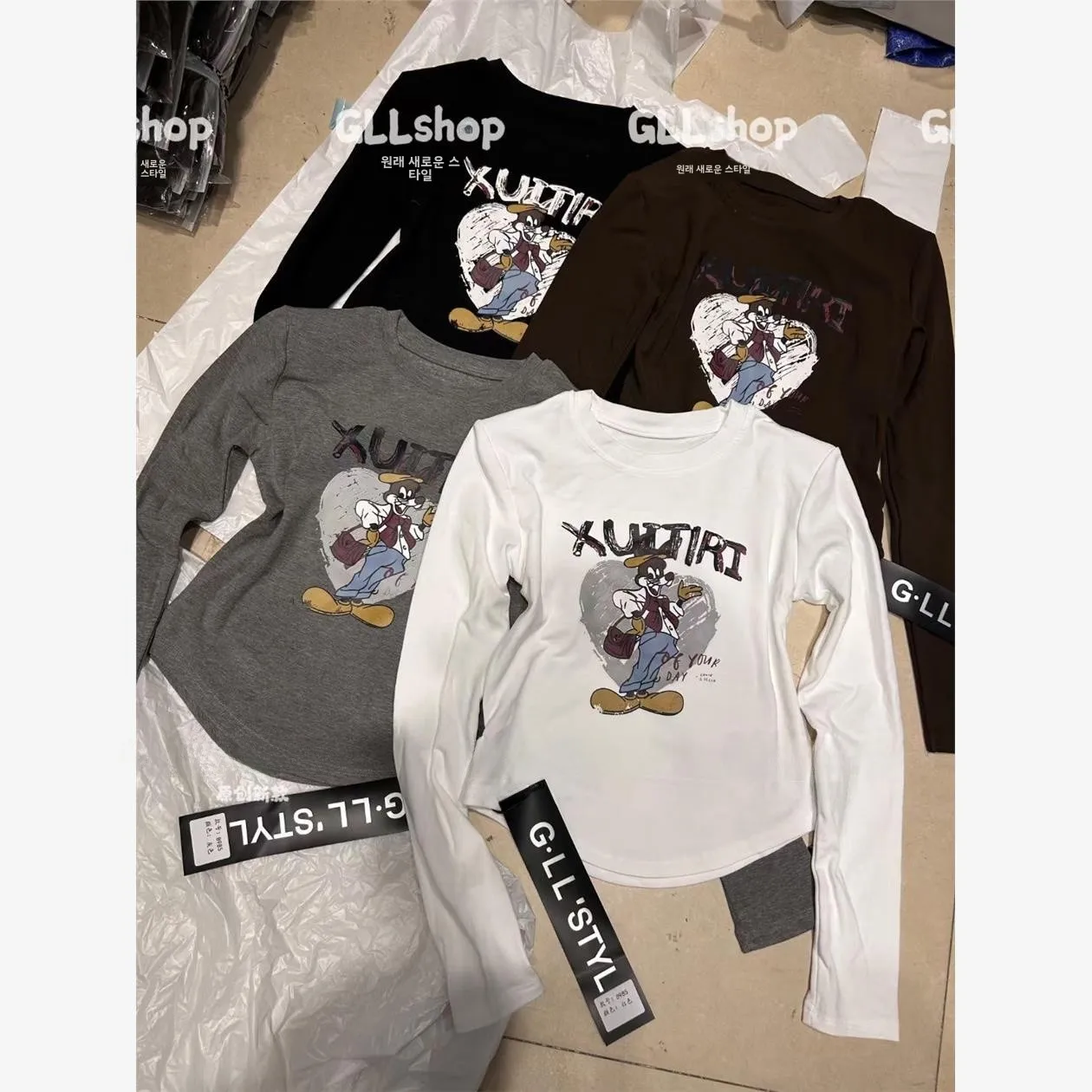 Осень-зима 2024 новая корейская универсальная забавная облегающая рубашка с