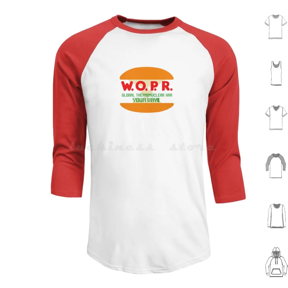 Wopr War Games Толстовка из хлопка с длинным рукавом W O P R Wopper Whopper Burger King Global Thermonuclear