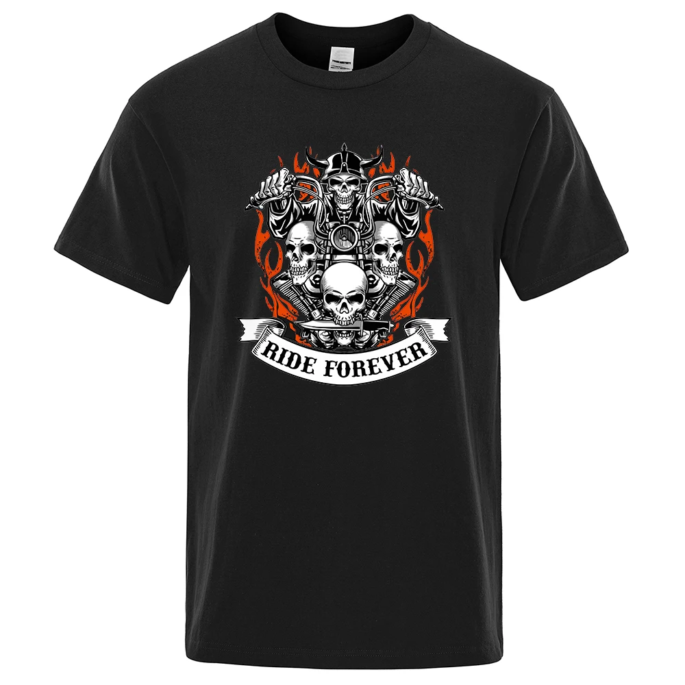 

Retro Locomotive Skeleton Brand Man T-Shirts High Quality Tee Clothes T Shirt Summer Harajuku Tshirt Crewneck Cotton Men Tops