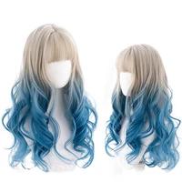 difei synthetic lolita gray blue split ombre fakehair natural heat resistant wigs for womens cosplay girl princess hairpiece