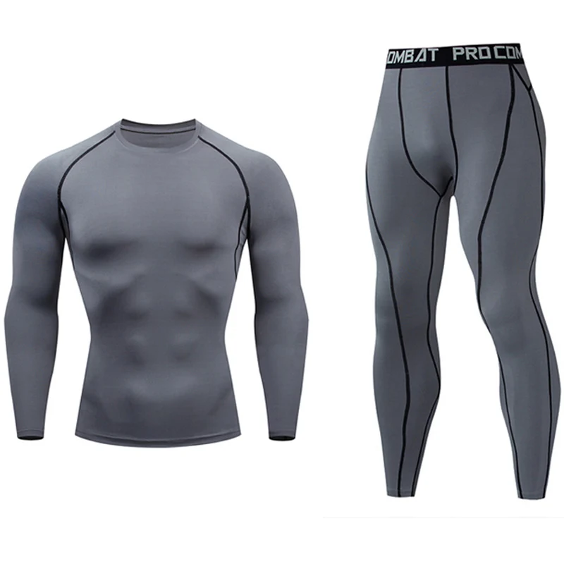 Quick Dry Men's   Thermal underwear Sets  Running Compression Sport Suits Basketball Tights Clothes Gym Fitness Jogging Sportswe