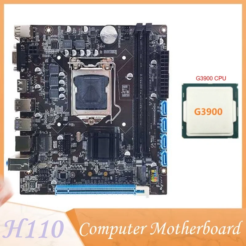 

Материнская плата H110 для настольного компьютера, Поддерживает замену, LGA1151, 6/7 поколение, двухканальная Память DDR4 + процессор G3900