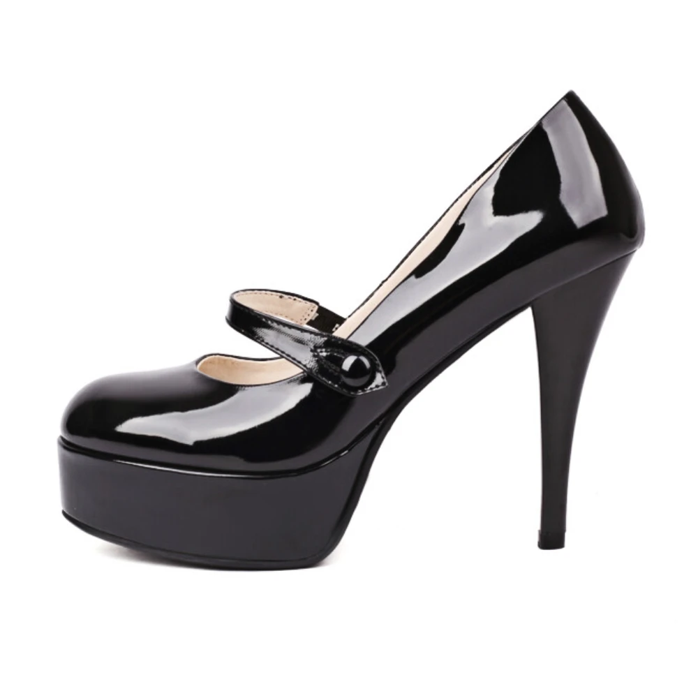 

Туфли-лодочки женские из лакированной кожи, высокий каблук, платформа, ремешок на щиколотке, пикантные Туфли Мэри Джейн с пряжкой, обувь для ...