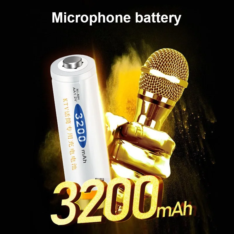 

4PCS 1.2V AA High capacity AA rechargeable NI-MH battery 3200mah battery for Toy thermometer mouse calculator batteries