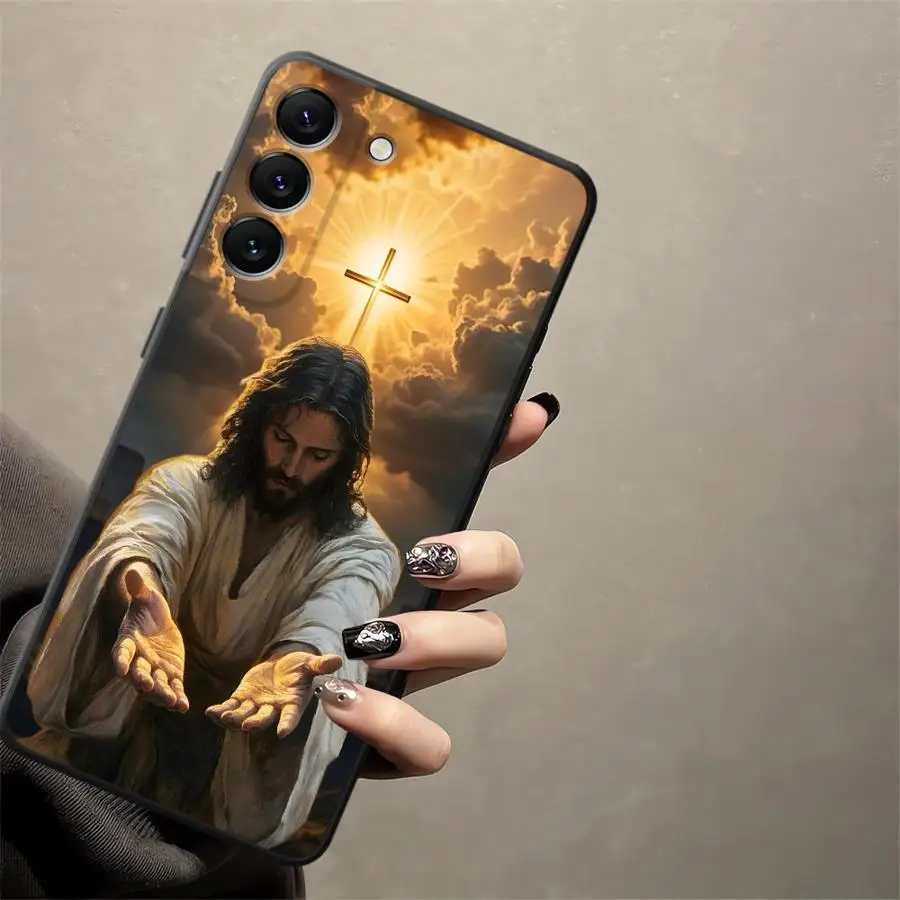 Фото Креативный чехол для телефона с изображением Иисуса для Samsung Galaxy A52 A36 A37 A53 A17 A73 A51 A06 A55 A57 A15 A23 A25 A16 A05 A41 A70 A50 №5