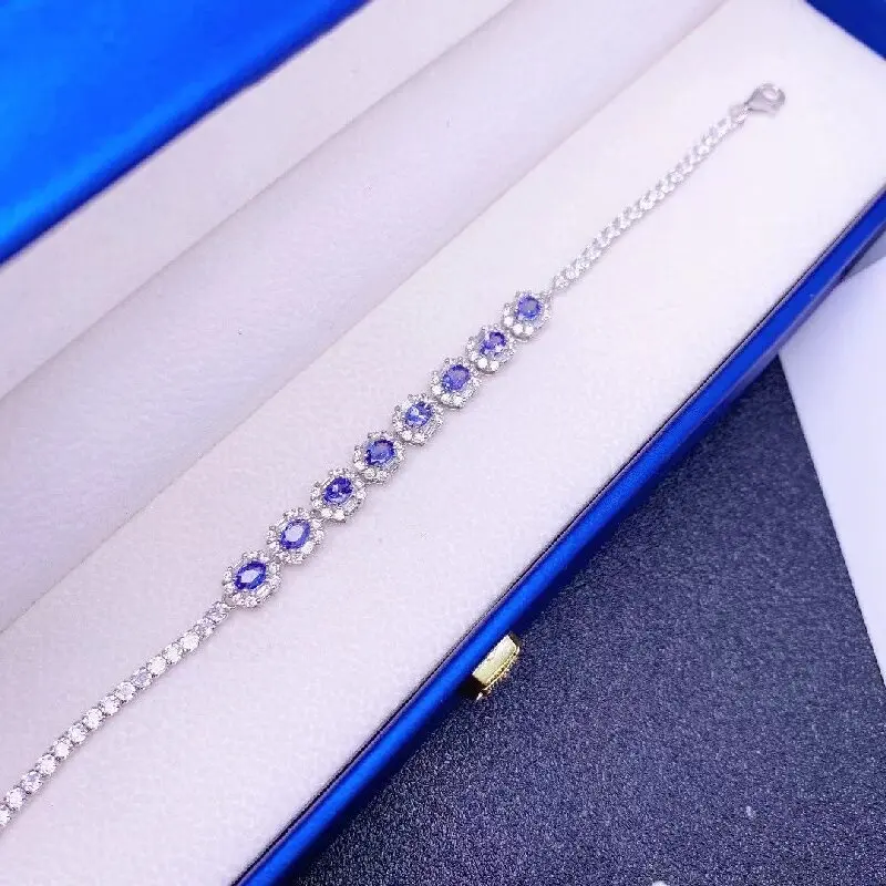 ZECAA ювелирные изделия танзанит женский браслет с натуральным драгоценным камнем