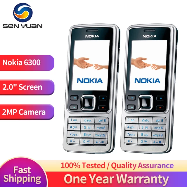 Original Nokia 6300 2G Mobile Phone 2.0'' GSM 900/1800/1900 Russian&Arabic Keyboard FM Radio MP3 Player Bluetooth CellPhone 1