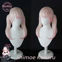 【AniHut】Shimoe Koharu Pink 36cm Cosplay Wig Blue Archive Straight Heat Resistant Synthetic Hair Shimoe Koharu