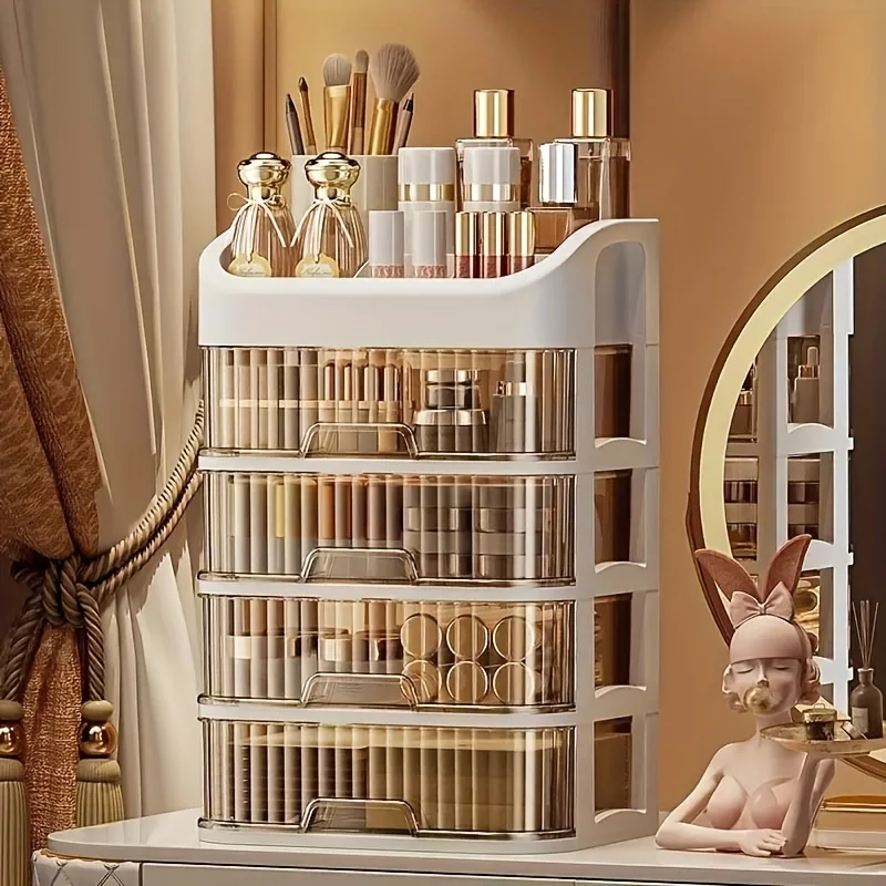 Прозрачный ящик для хранения косметики большой емкости многофункциональный