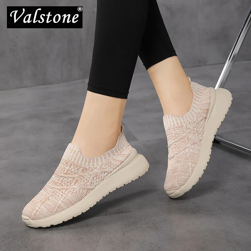 

Valstone Soft Comfort Women Flats Shoes Fashion Slip-on Casual Sneakers Outdoor Lightweight Walking Shoes Breathable Anti-skid