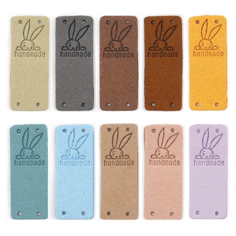 

New 50PCS PU Leather Label Clothing Hand Made Embossed Tag Embellishment Knit DIY Accessories For Jeans Bags Shoes Hat