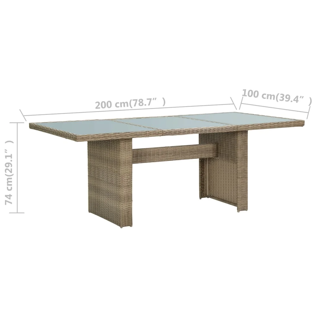 

Patio Outdoor Dining Table Deck Outside Porch Furniture Balcony Home Decor Brown Glass and Poly Rattan