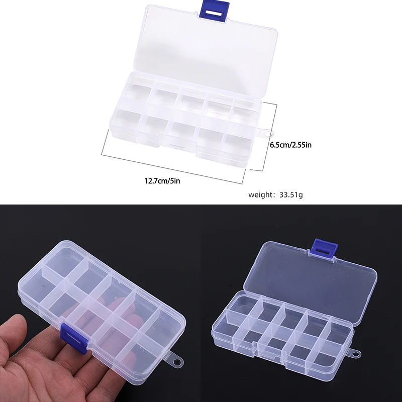 5//10/15 Grids Clear Plastic Storage Jewelry Box Compartment Container for Beads Crafts Fishing Tackles Earring Case - купить по