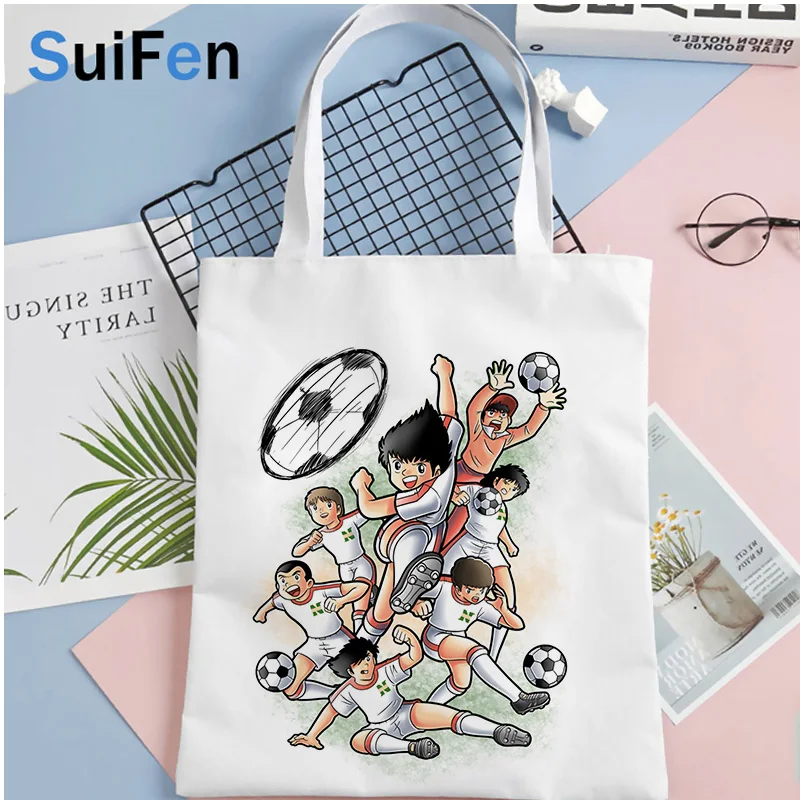 

Сумка для покупок Captain Tsubasa, сумка для покупок для продуктов, сумка для покупок из переработанных продуктов, сумка-тоут, сетчатая многоразова...