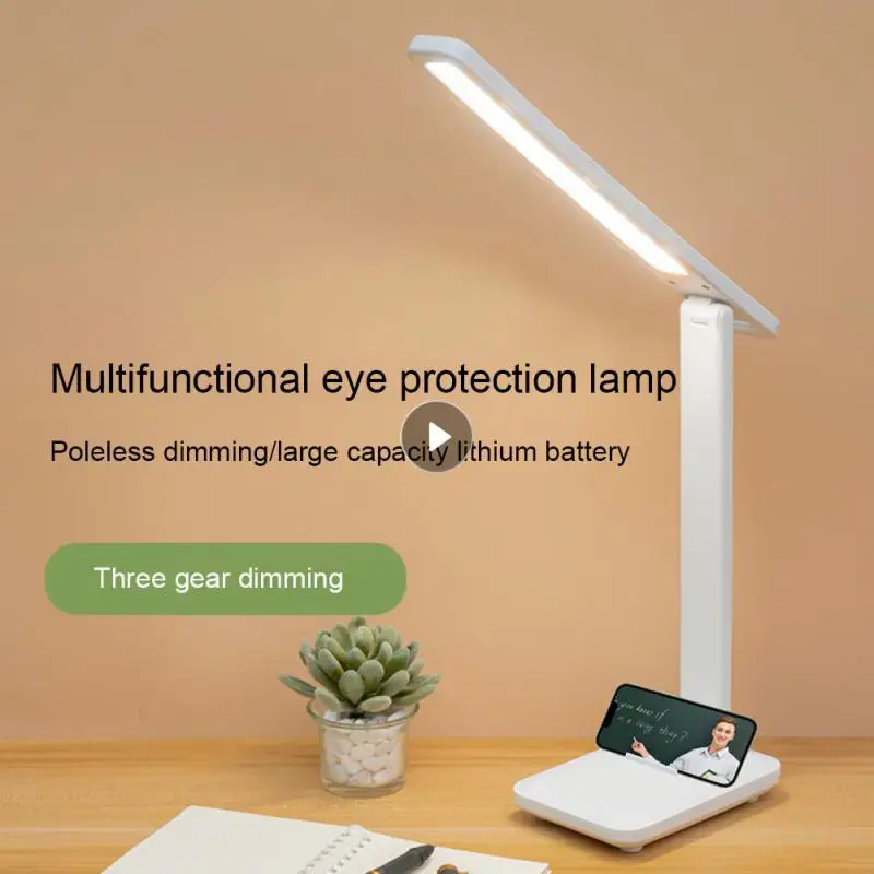

Складная Настольная лампа, светодиодная настольная лампа, 3 цвета, с плавной регулировкой яркости, прикроватная лампа для чтения с защитой глаз, с зарядкой от USB