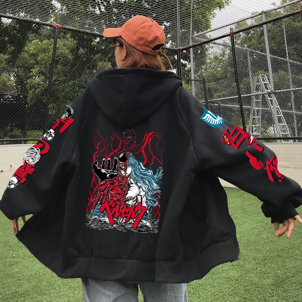 

Men Hoodie 2022 Hot Anime Berserk Griffith Hoodie Pullovers Tops Fashion Print Zipper Unisex
