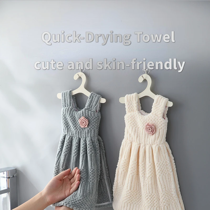 

Cute Thick Absorbent Skirt Bathroom Soft Hand Towel Kitchen Towels Plush Quick-Drying Towel Microfiber Coral Fleece Hand Towel