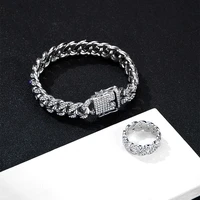luxury fashion rhinestone bracelet hiphop cuban link bracelets women men simple design gold color silver color jewelry gifts