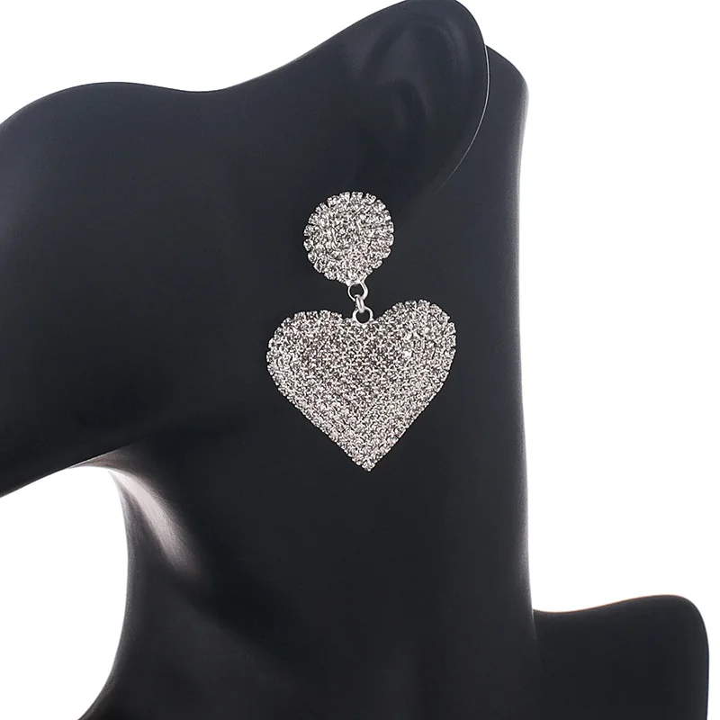 

Europe and America New Love Earrings Rhinestone Claw Chain Peach Heart Personality Earnail Accessories Wholesale