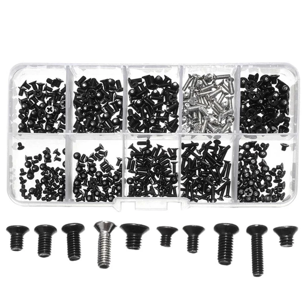 

500 Pieces/Set Computer Fixing Screws with Storage Box 10 Kinds Laptop M2 M2.5 M3 Fastening Screw Desktop PC Accessory