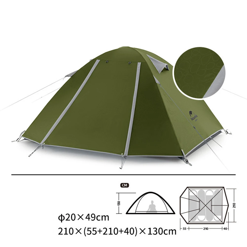 

Палатка Naturehike P Series туристическая на 2-4 человек UPF50 +, семейная Водонепроницаемая Солнцезащитная двухслойная палатка с сумкой для хранения