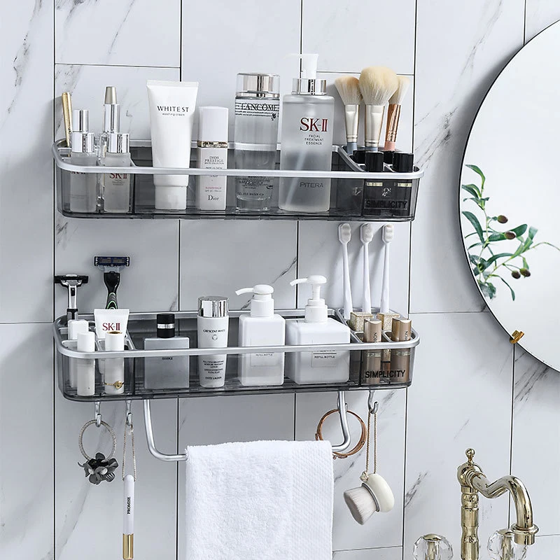 

Corner Shelf Bathroom Storage Aluminum Toilet Triangle Towel Storage Wall Hanging Free Punch Shower Rack