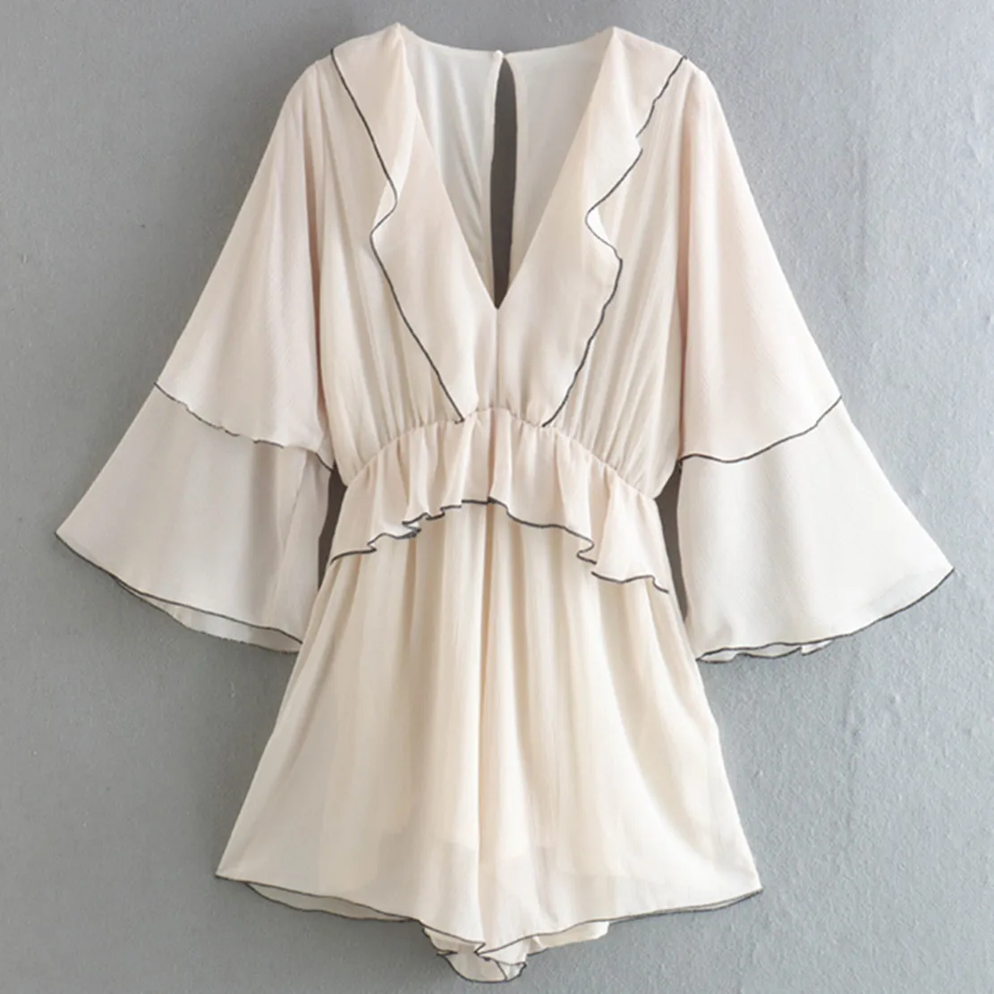 

Женский винтажный комбинезон в стиле High Street, Свободный Повседневный комбинезон с оборками и каскадом, летний модный комбинезон в стиле Ins, ...