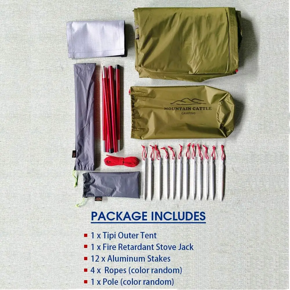 Легкая 3-местная палатка Tipi Hot Tent с огнезащитными дымоходными трубками оконные