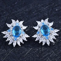 hoyon fairy design natural topaz stud earrings luxury high carbon diamond color jewelry stud earrings s925 silver color jewelry