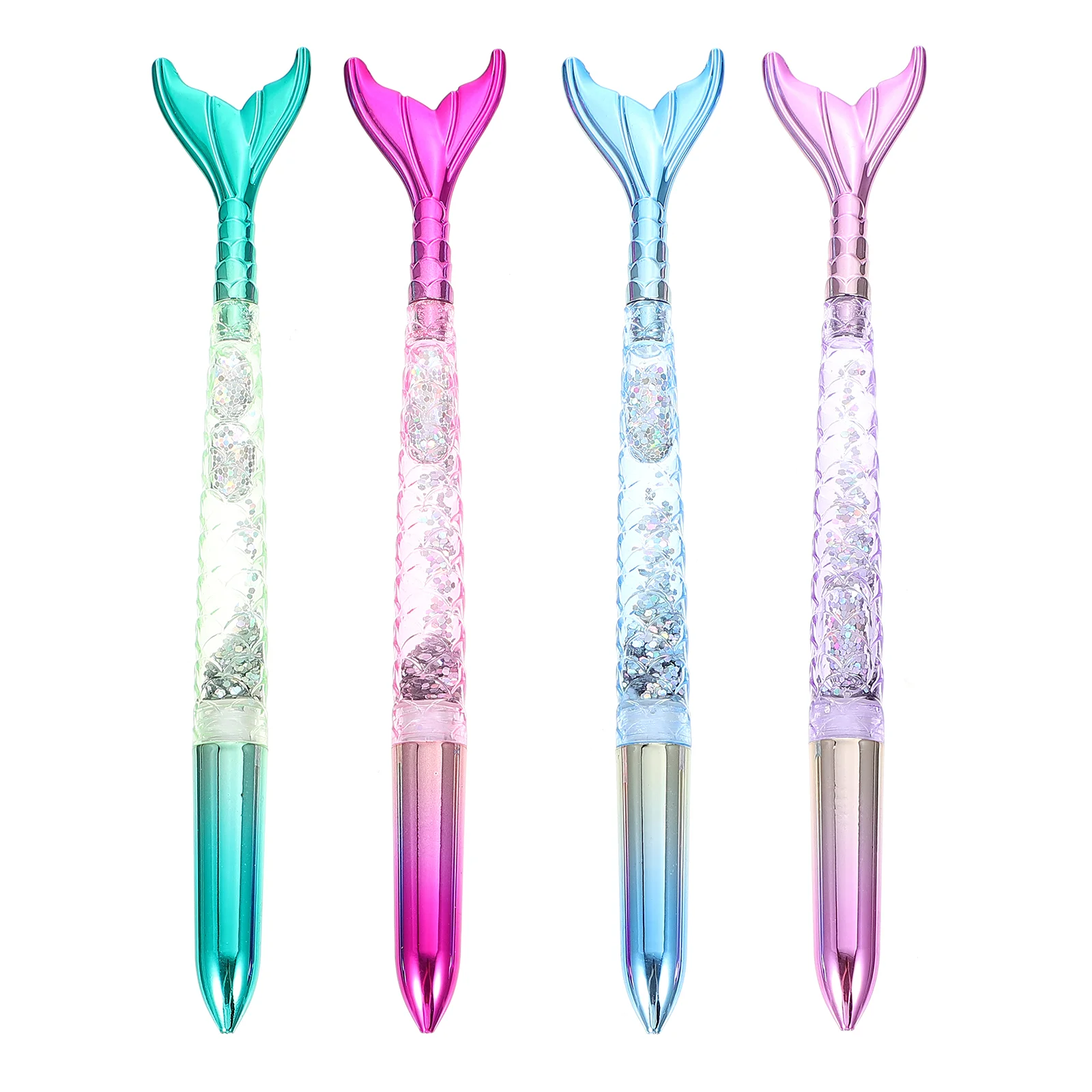 

Pen Pens Mermaidcartoon Rollerball Point Student Glitter Favors Pressed Party Ballpoint Black Liquid Inkkids