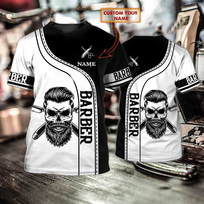 

Hot Sale Fashion t shirt Custom Name Personalized Barber 3D Printed Mens Summer Short sleeve Unisex Casual sports T-shirt DW28
