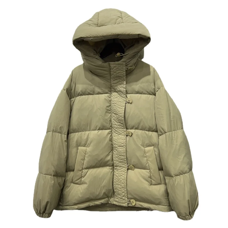 

2022 New Down Jacket Women's Short Casual Warm Hooded White Duck Down Bread Jacket Fashion Long Sleeve Casual Coat F491
