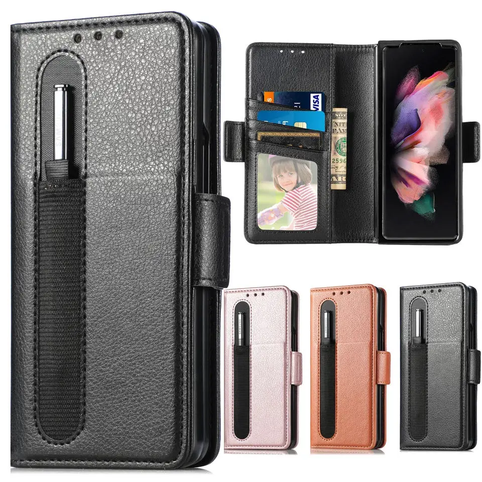 Business Case for Samsung Galaxy Z Flip 3 5G Flip4 Flip 4 Flip3 Pen Tray Slim Anti-Slip Folding Phone Bag Cover Funda