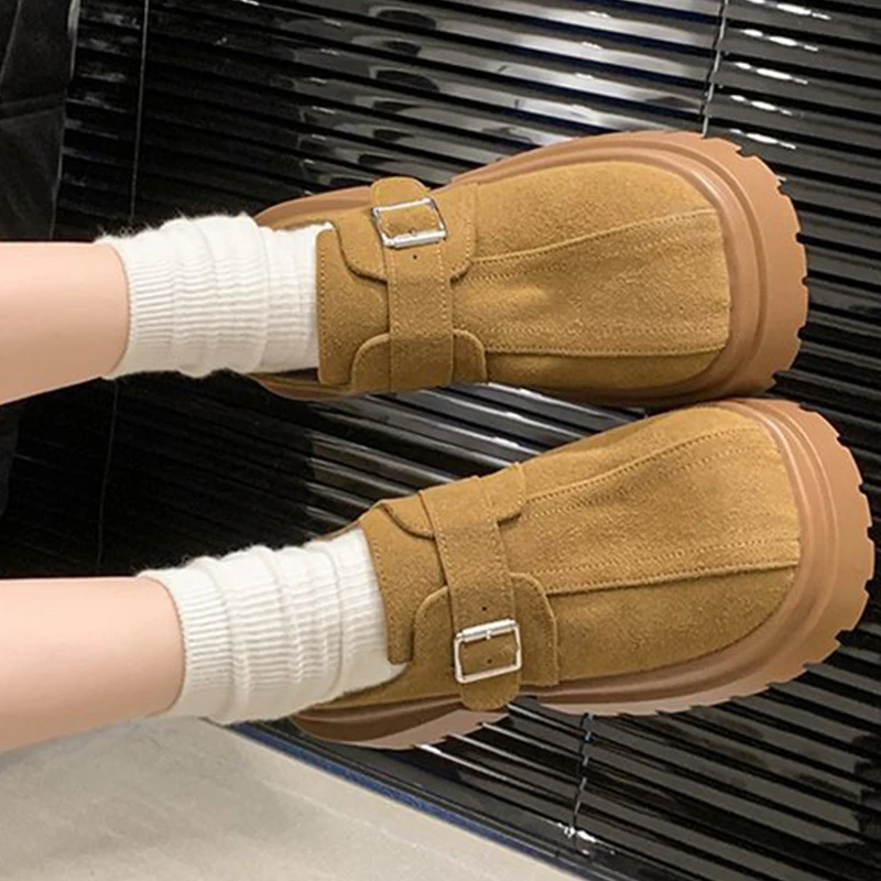 Замшевые женские тапочки на платформе туфли-лодочки высоком каблуке осенняя