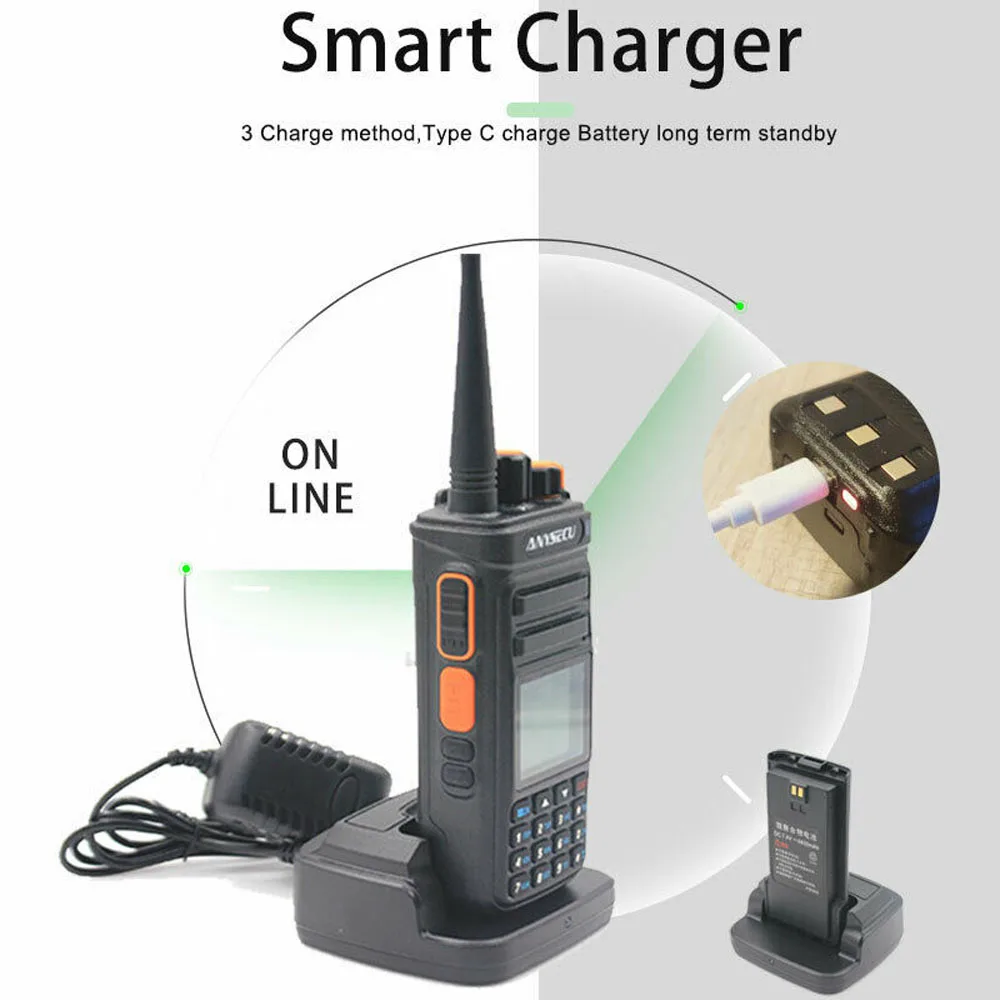 ANYSECU UVF9plus 10W UHF VHF Two Way Radio with Frequency Counter Function 6800mAh Dual Band Standby Walkie Talkie |