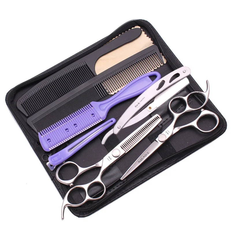 

Hair Scissors Professional 5.5/6 inch 440C AQIABI Cutting Scissors Thinning Shears Hairdressing Scissors Three Hole Handle A9011