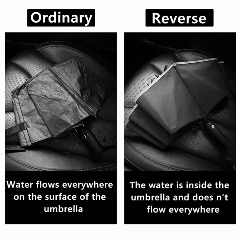 

UV Automatic Umbrella With Reflective Strip Rain Wind Resistant Trip Sun Reverse Umbrellas Folding Umbrella For Drop Ship