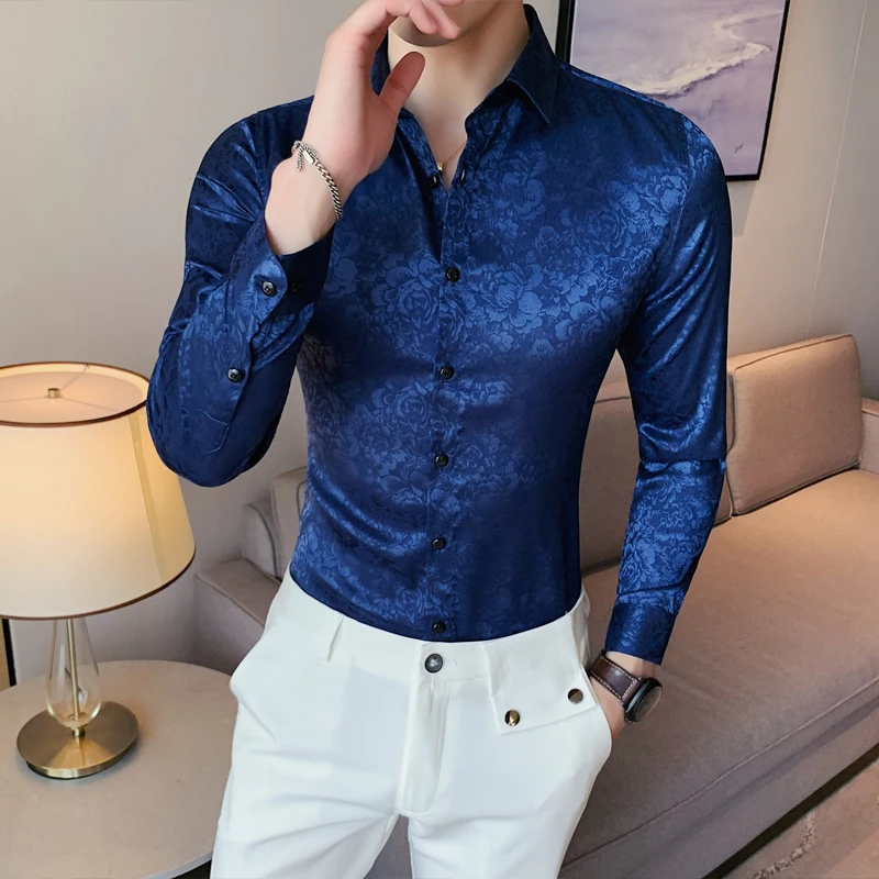 2023 New Style Men's Spring High-Grade Printing Long Sleeve Shirts/Male Slim Fit business Lapel Casual Shirts Plus size S-4XL