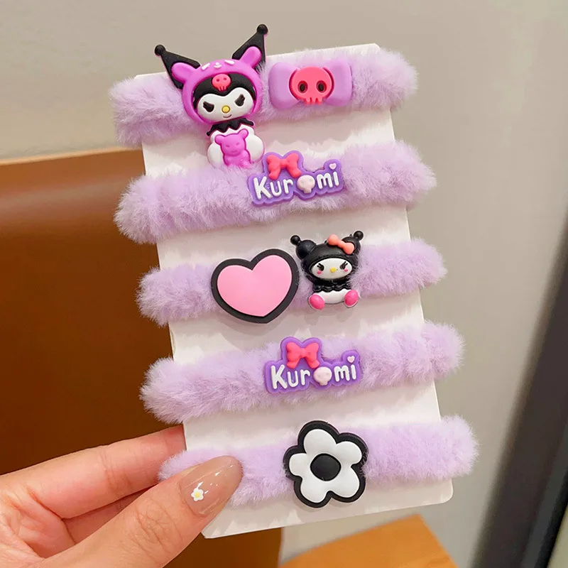 Sanrio Kuromi плюшевая веревка для волос милая резинка маленьких девочек эластичная