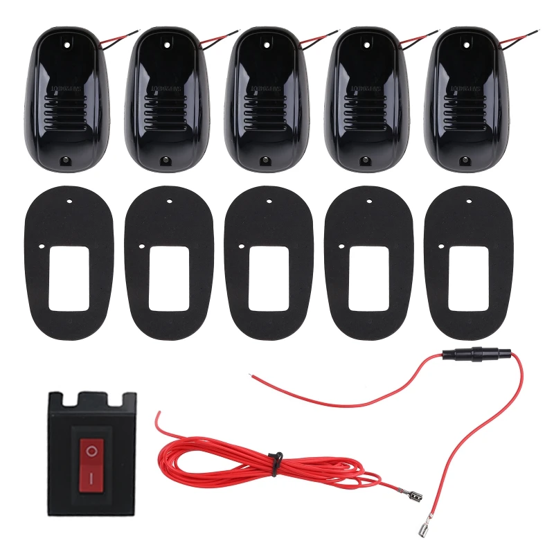

5pcs White LED Cab Roof Top Marker Running Lights for Off Road Truck SUV Pickup