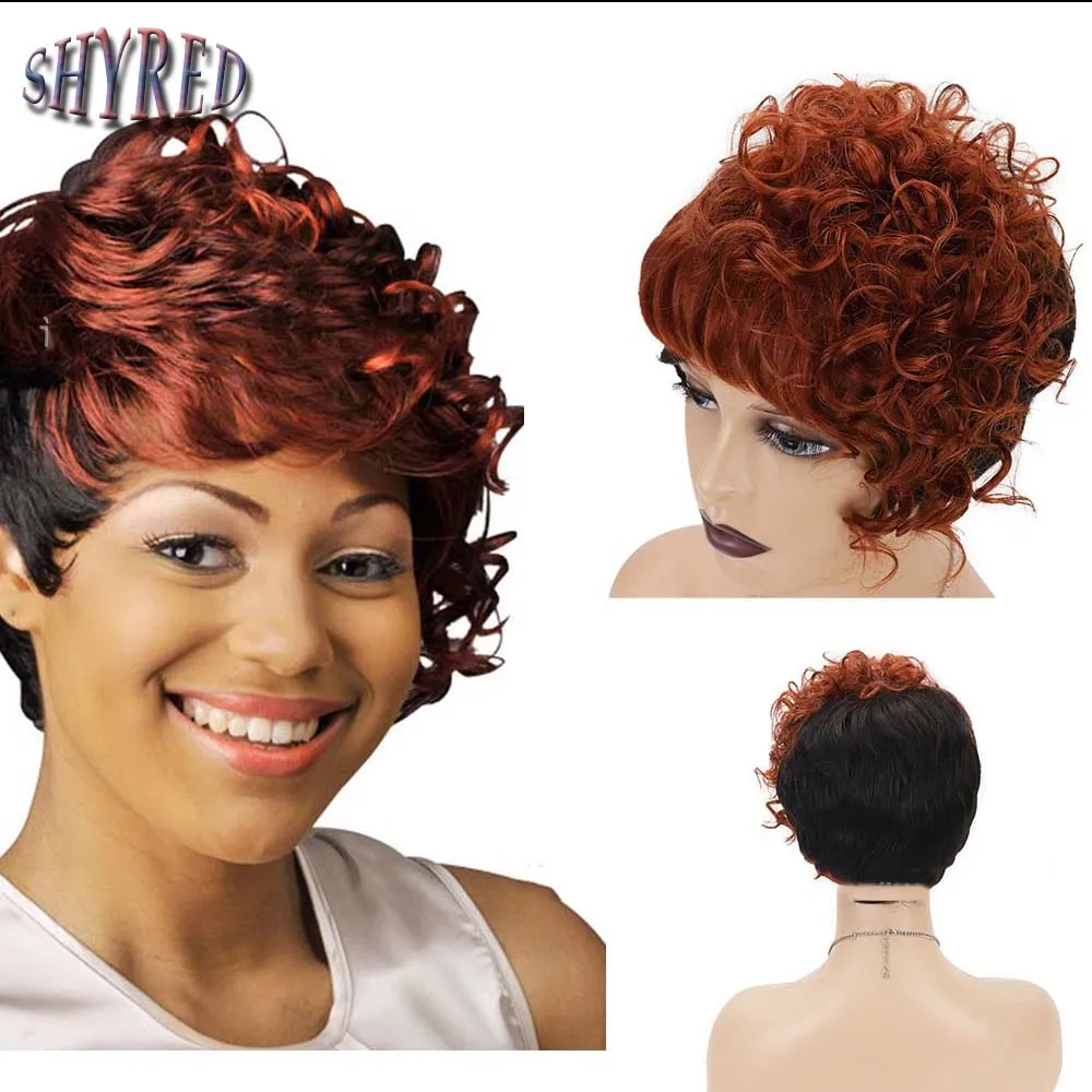 

Synthetic Short Pixie Haircuts For African American Black Womens Curly Afro Hair Wigs Female Ladies Halloween Party